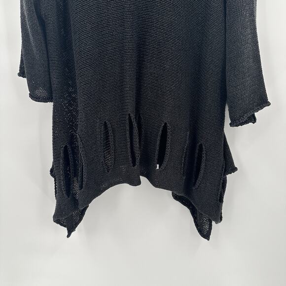 Joseph Ribkoff Sweater Womens XL Knit Black Relaxed Slinky Artsy Heavy Cut Out - Picture 5 of 10
